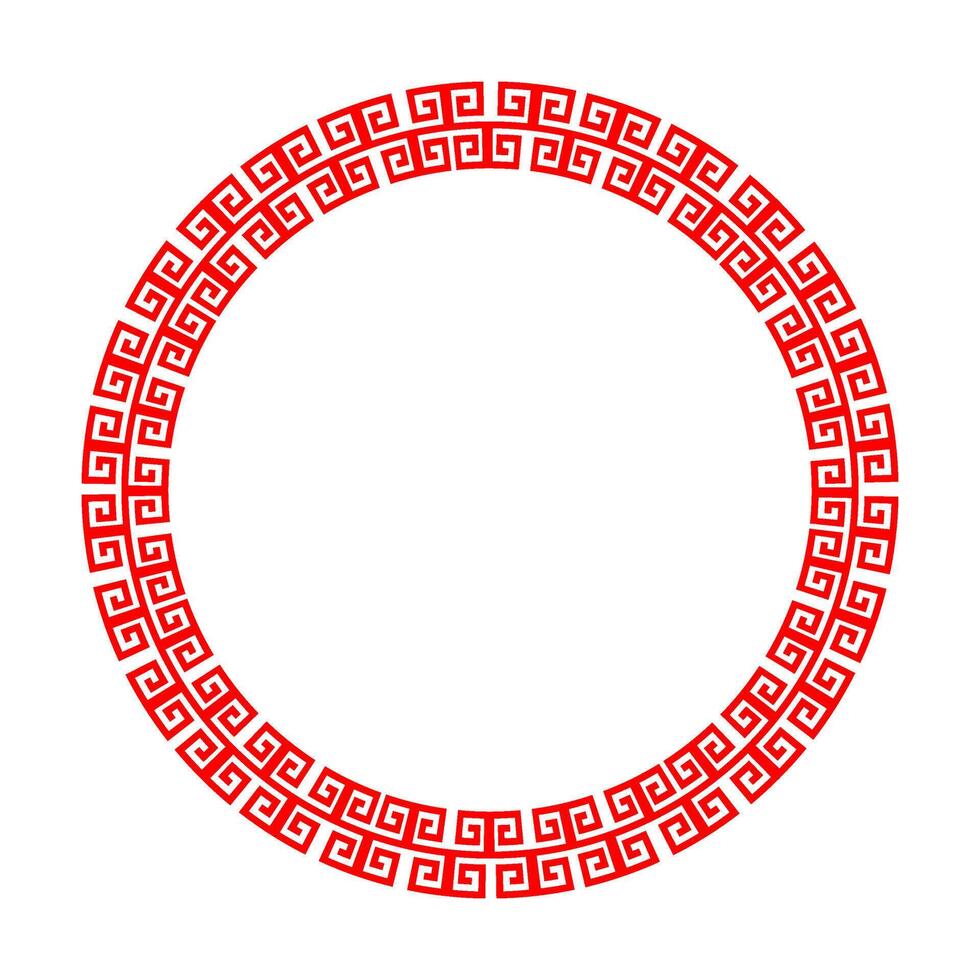 Decorative round frame for design with chinese ornament, meander. Circle frame. Round frame. For card, invitation, textile, engraving, wooden carving, embroidery, porcelain, laser cutting vector