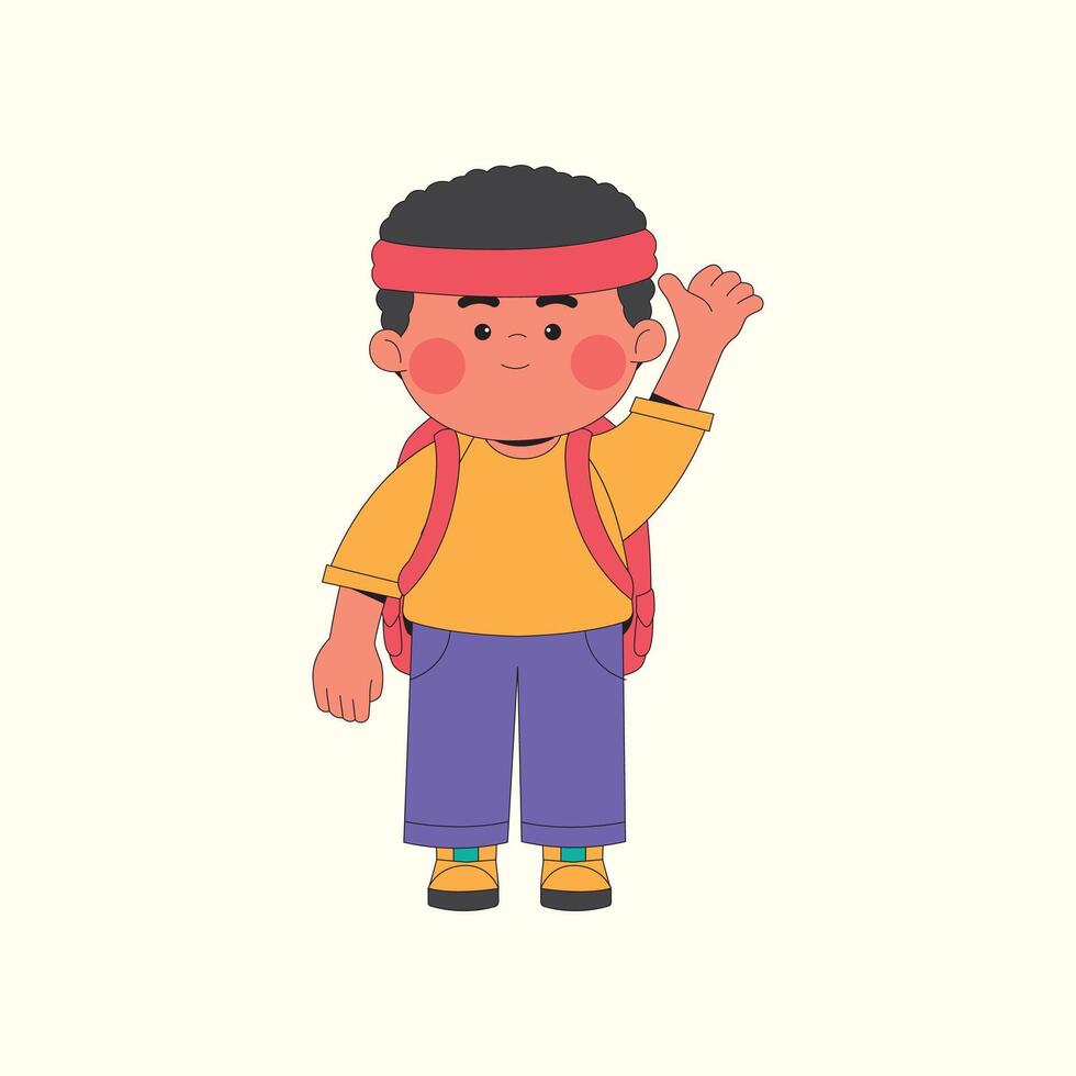 Boy with backpack cartoon icon illustration vector