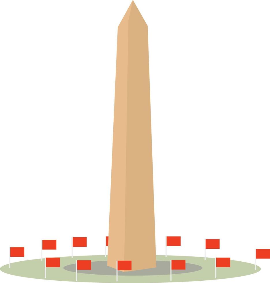 Illustration of an Obelisk Surrounded by Flags washington monument vector