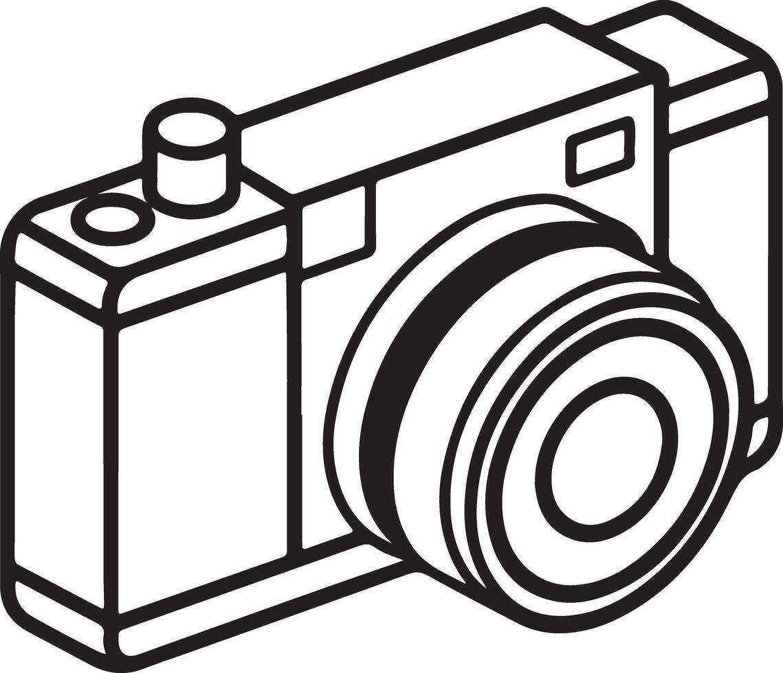 Digital Camera Outline Coloring Page Design vector