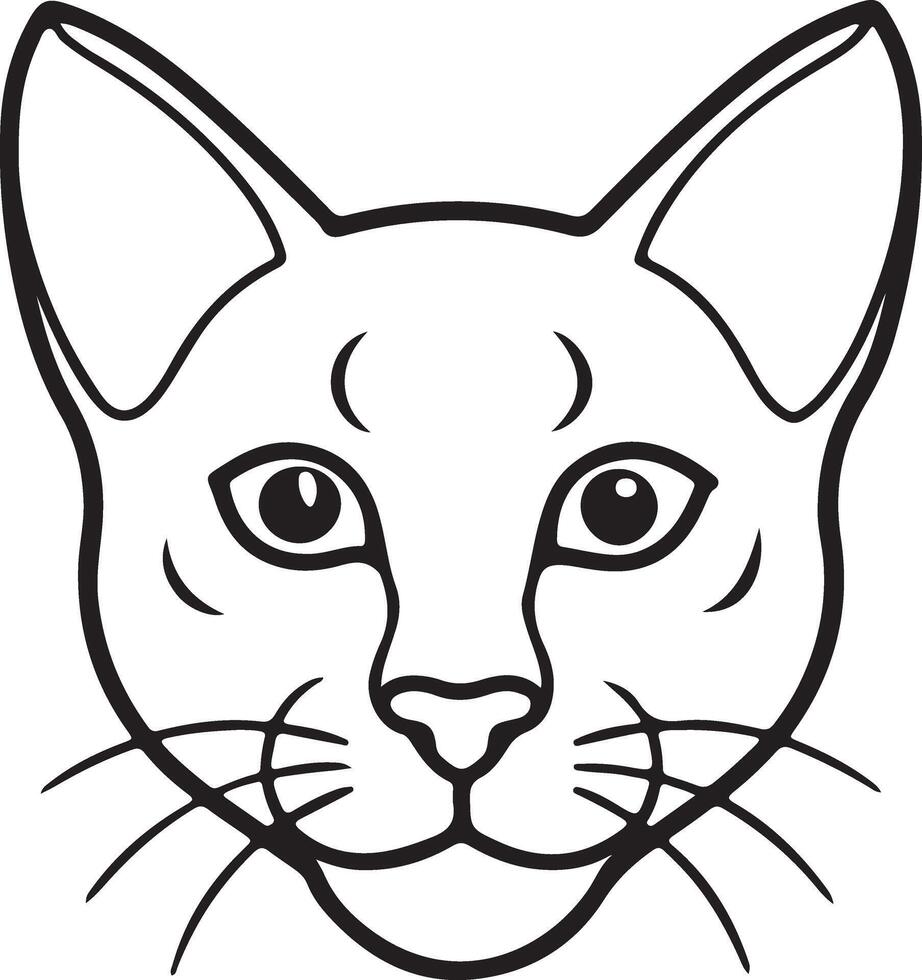 Cute Cat Head Silhouette Illustration for Coloring Pages vector