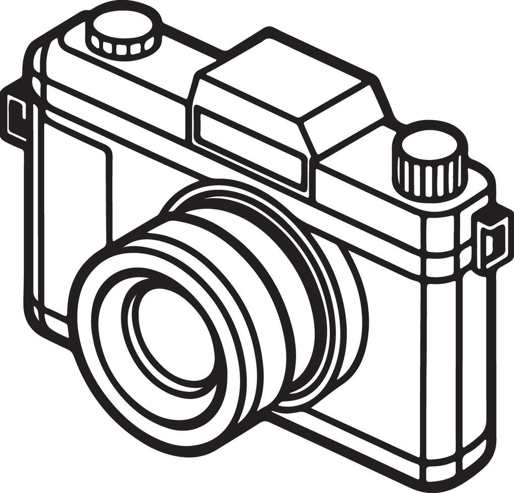 Intricate Digital Camera Silhouette Coloring Page Design vector