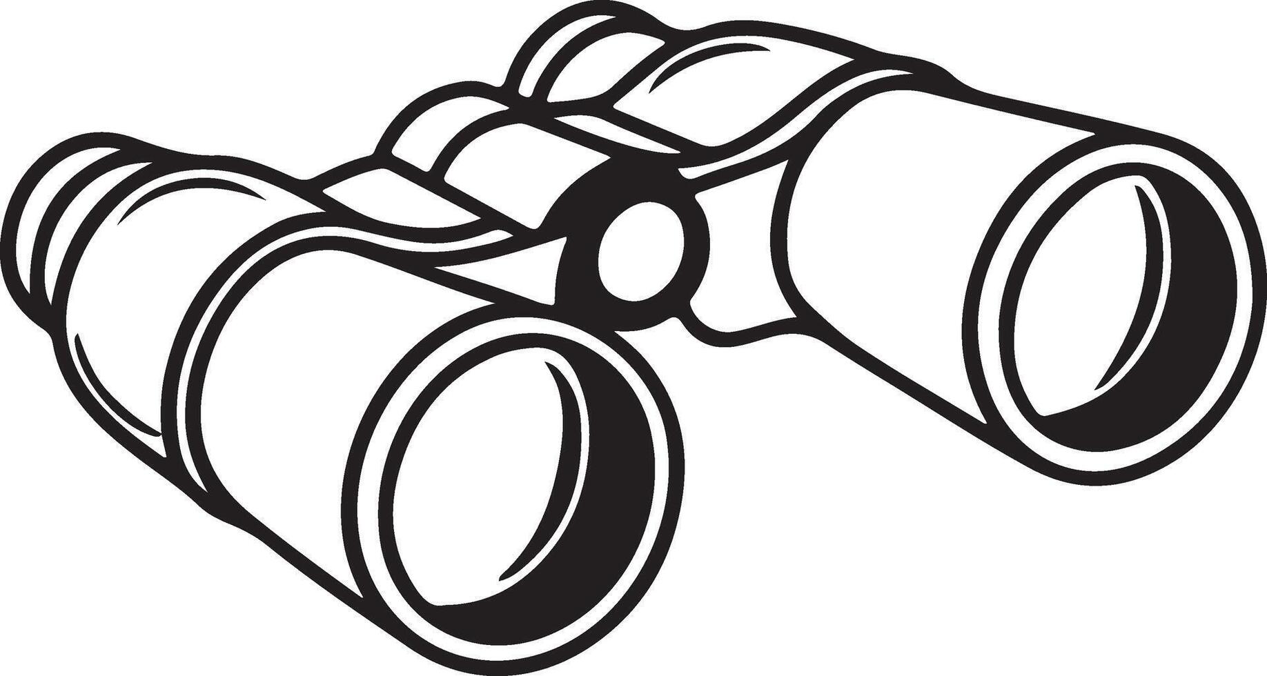 Binocular Graphic Coloring Page with Clear White Background vector