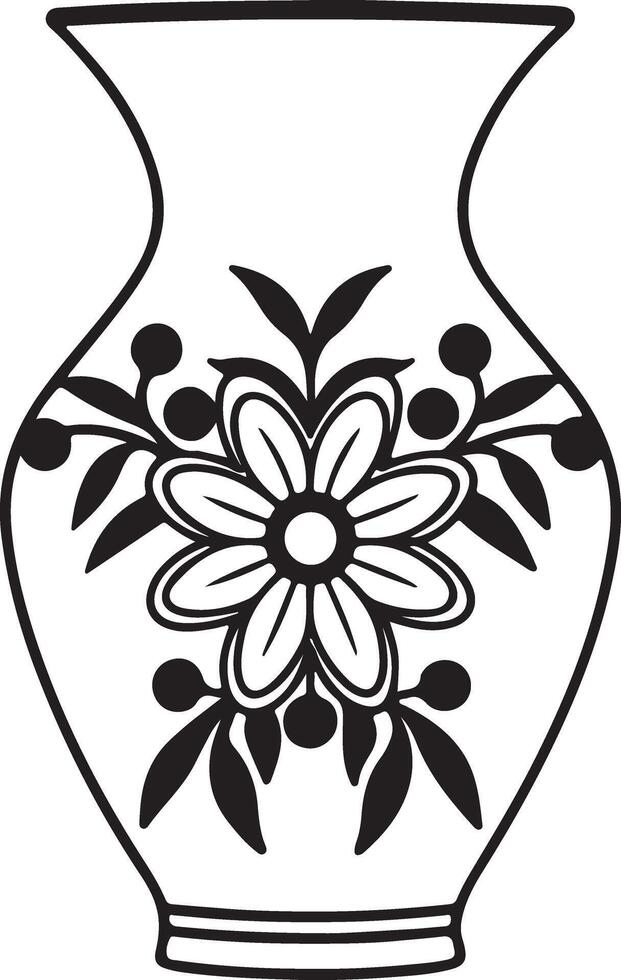 Vase and Blooms Silhouette Artwork for Coloring vector