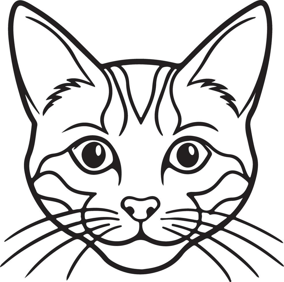 Graceful Cat Face Silhouette for Coloring Pages vector