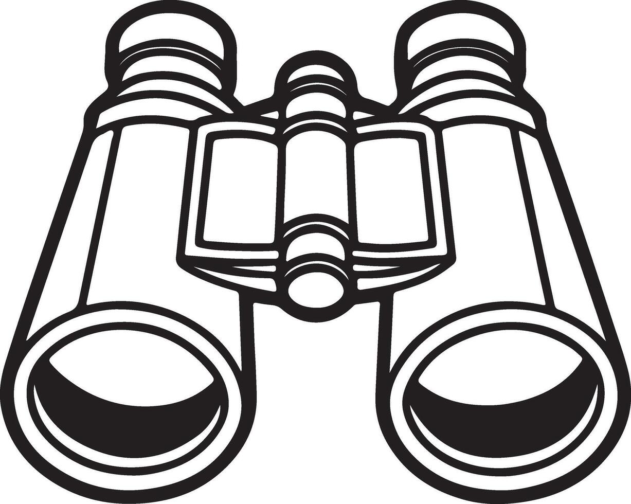 Binocular Design Coloring Page with Solid White Backdrop vector