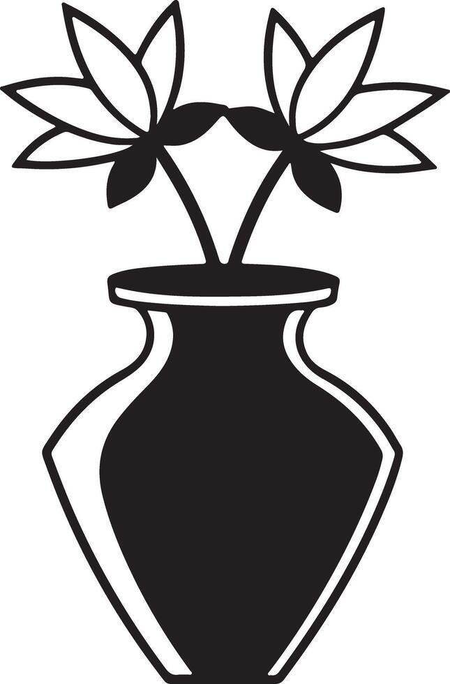 Decorative Vase and Flowers Silhouette Coloring Design vector