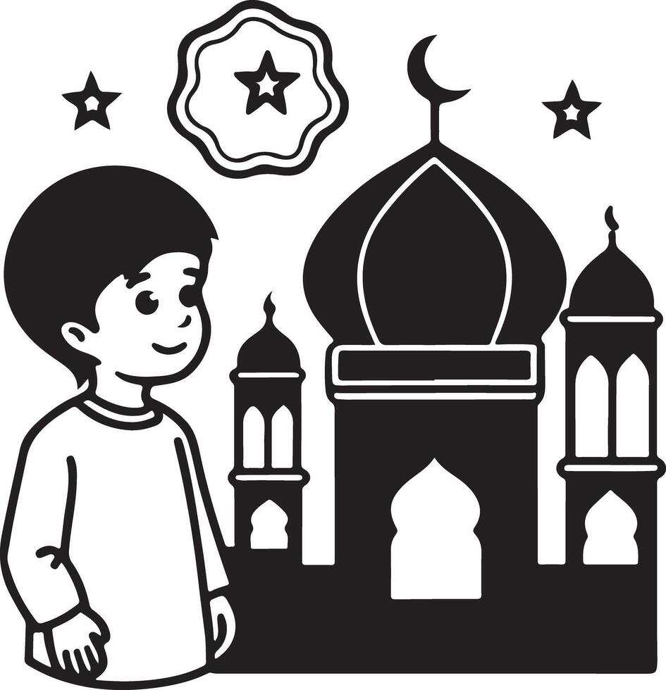 Abstract Ramadan Silhouette Design with White Backdrop vector