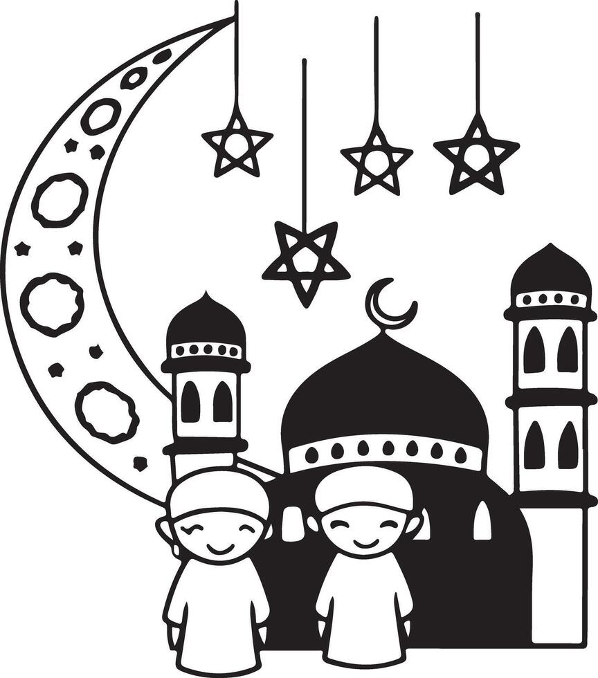 Modern Ramadan Silhouette with Clean White Background vector