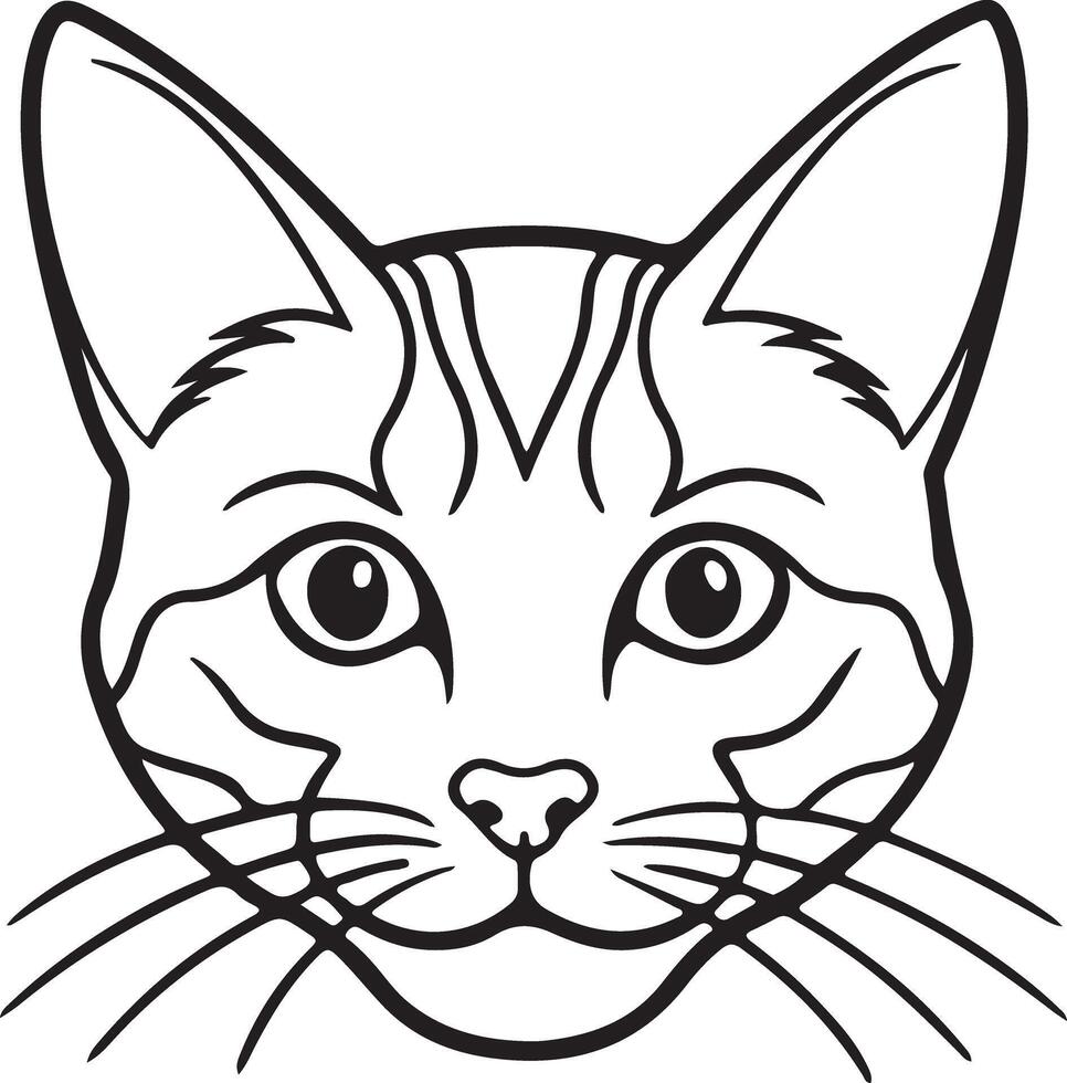 Coloring Page of a Stylish Cat Head Silhouette vector