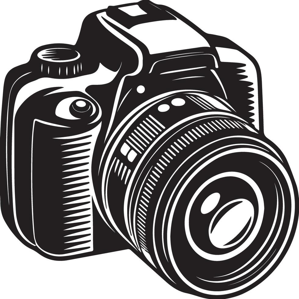 Digital Camera Silhouette Coloring Page on White Background vector
