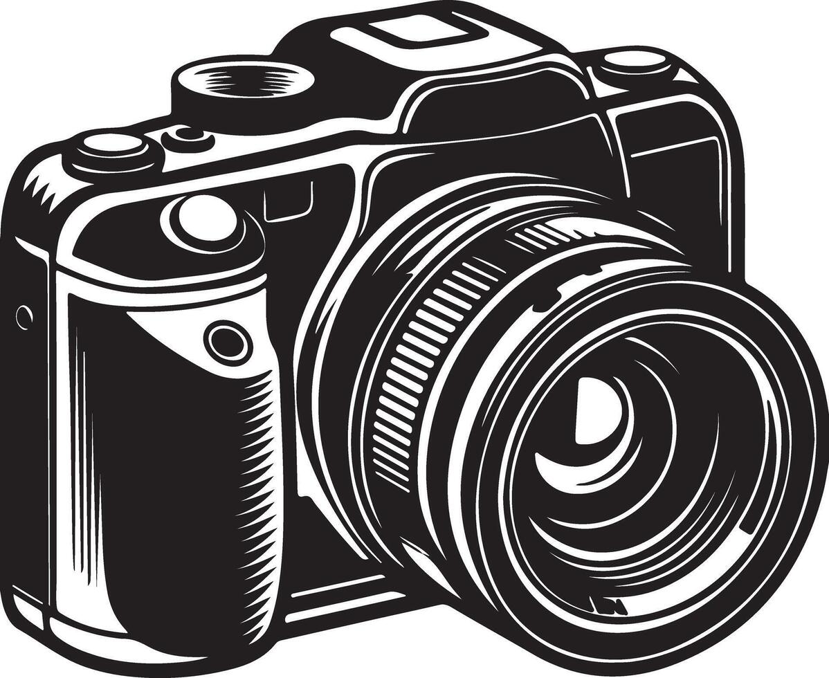 Camera Silhouette Coloring Page with Solid Background vector