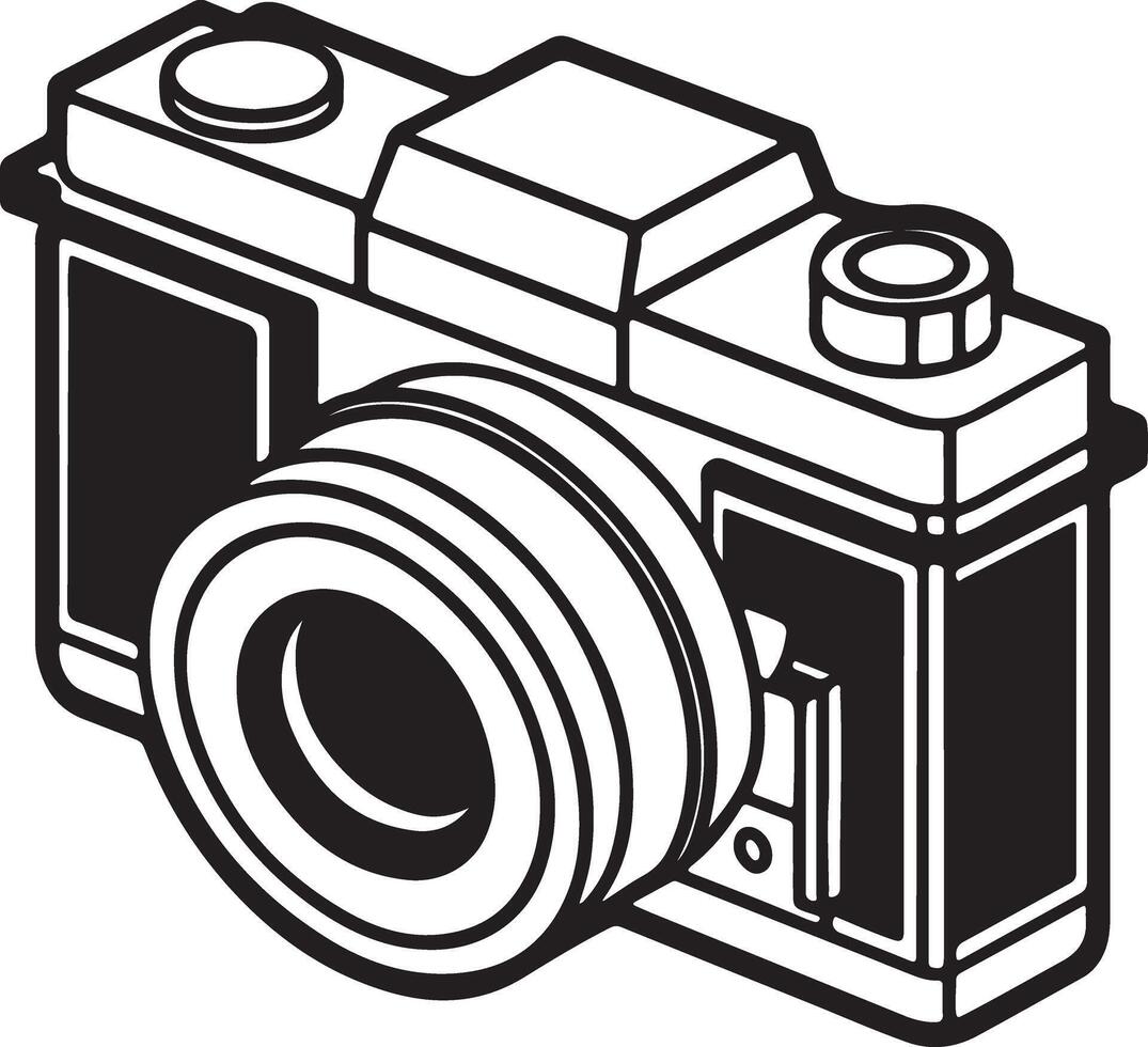 Modern Digital Camera Outline for Creative Coloring Fun vector