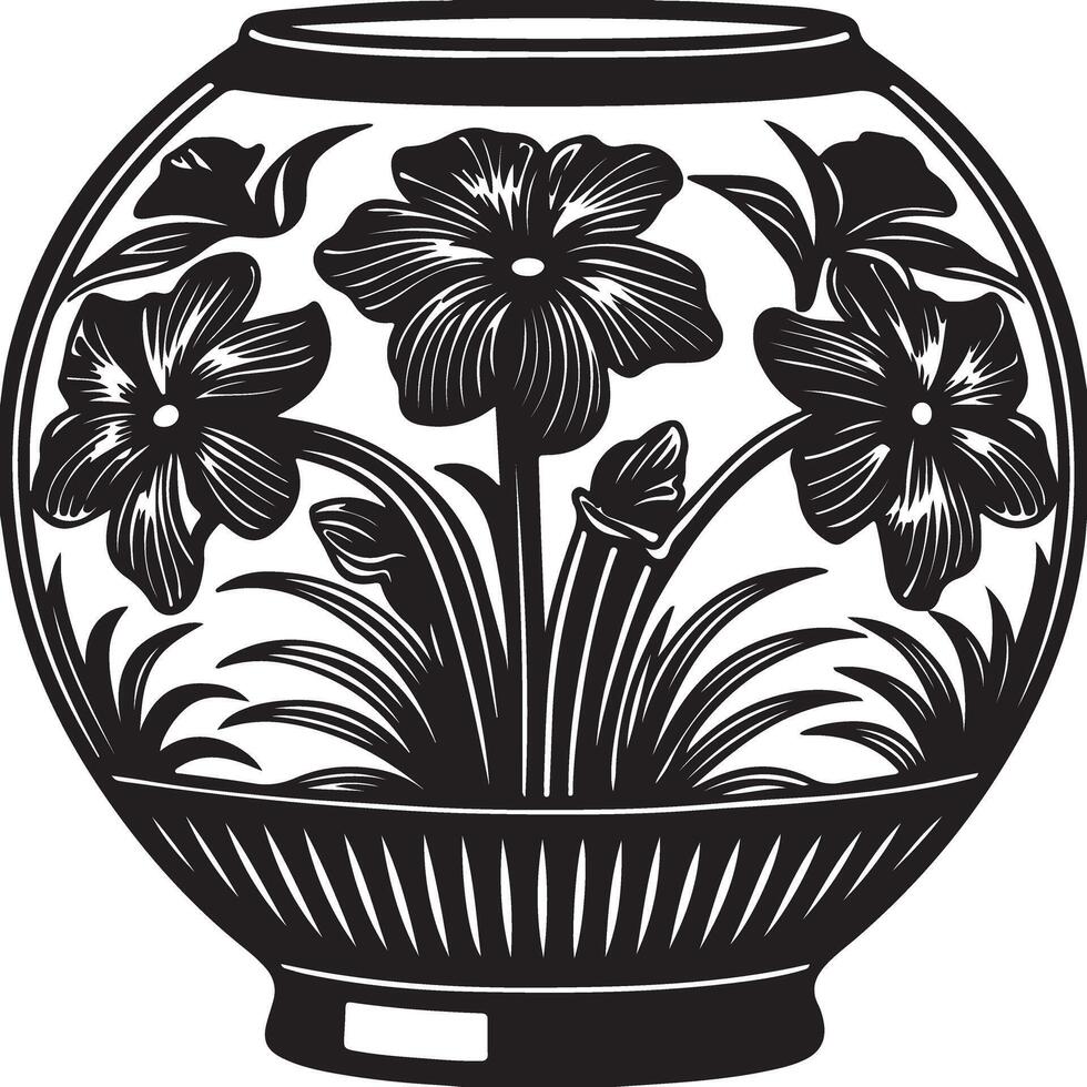 Simple Flower Vase Silhouette Illustration vector