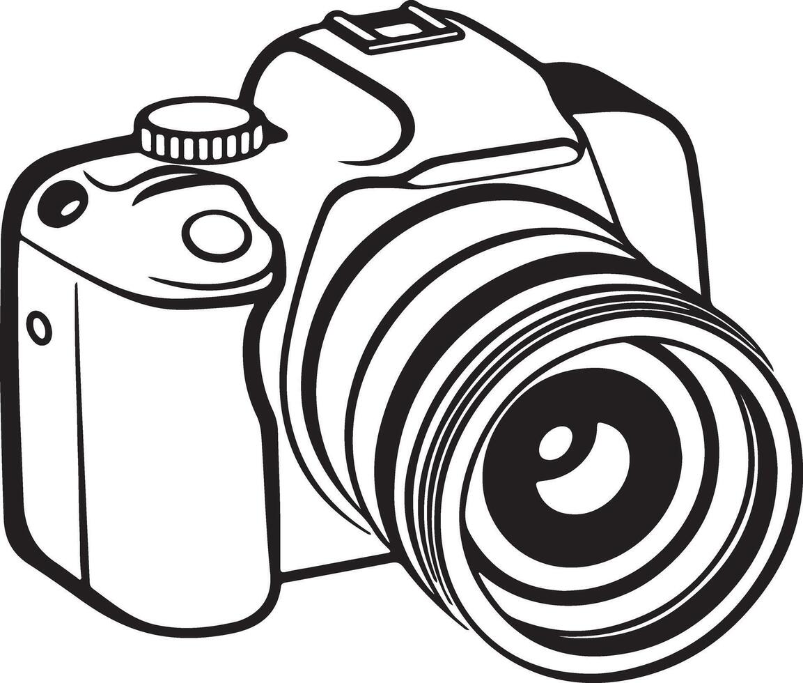 Simple Camera Silhouette Design for Coloring vector