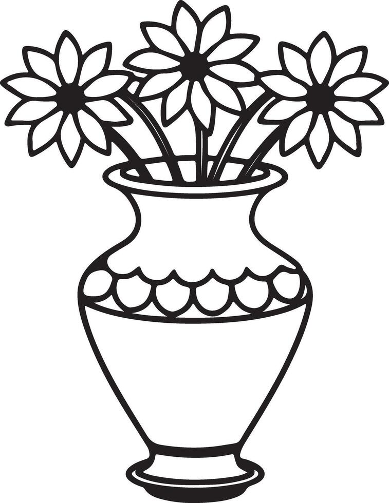 Blooming Flower Vase Silhouette Illustration vector
