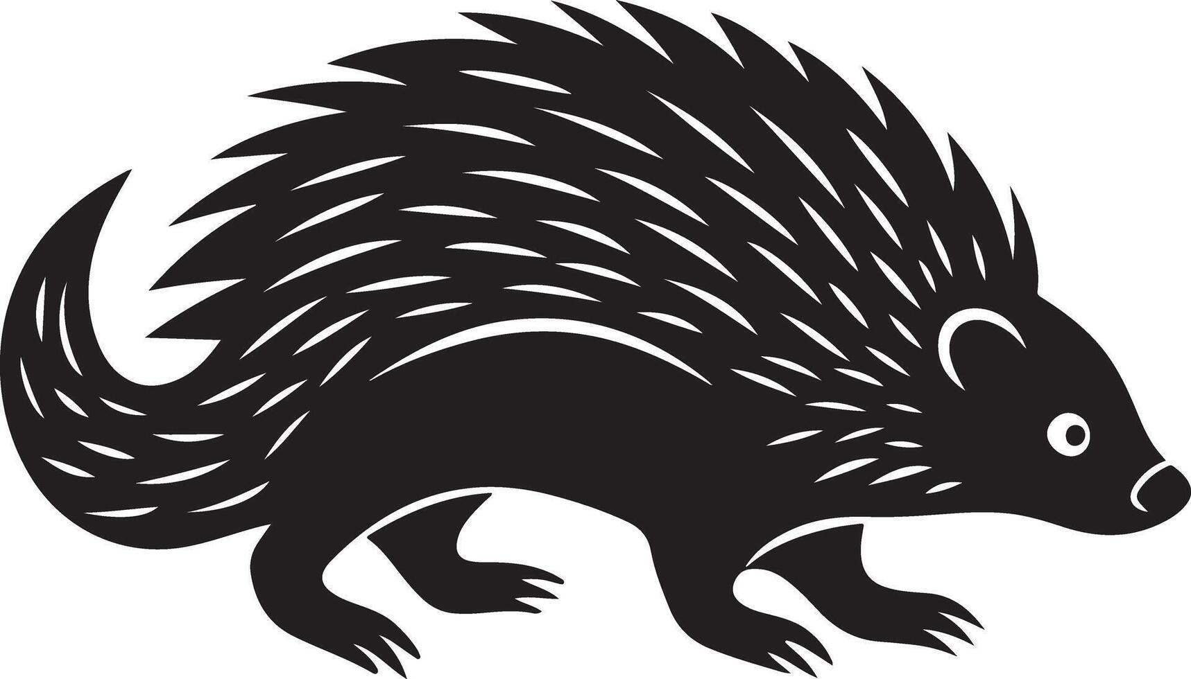 Porcupine Silhouette Coloring Page Illustration vector