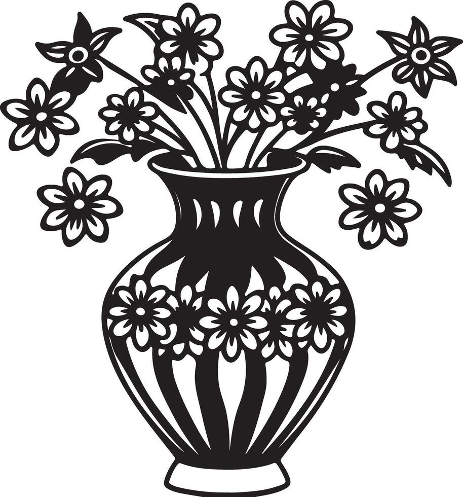 Modern Flower Vase Silhouette for Coloring Pages vector