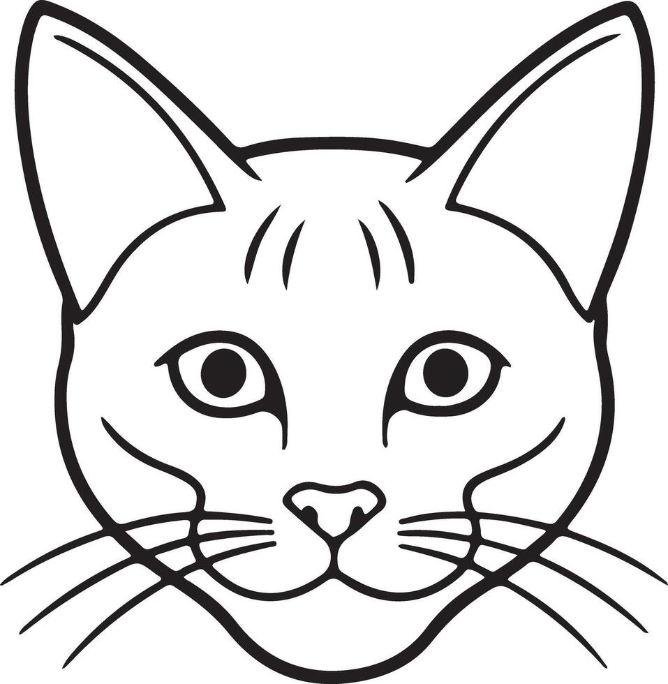 Bold Cat Face Silhouette Illustration for Coloring vector