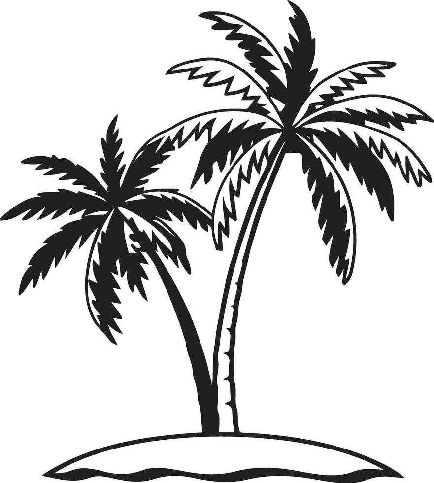 coconut line art tree vector