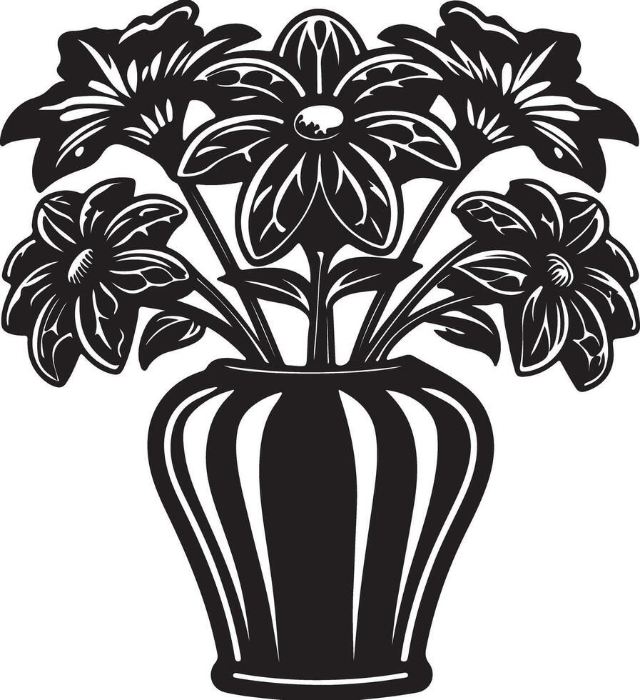 Flower Vase Coloring Illustration with White Background vector