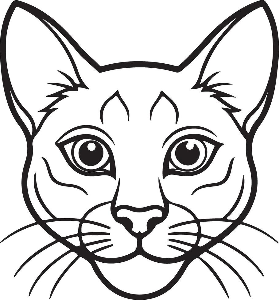 Simple Cat Head Outline for Coloring Fun vector