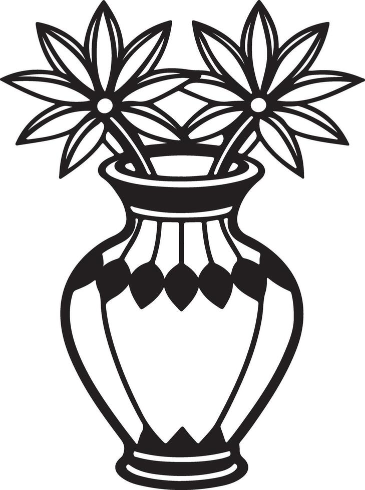 Flower Vase Outline Design for Coloring Pages vector