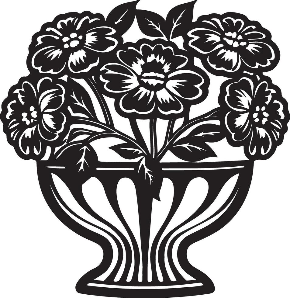 Flower Vase Silhouette with Solid Background for Coloring vector