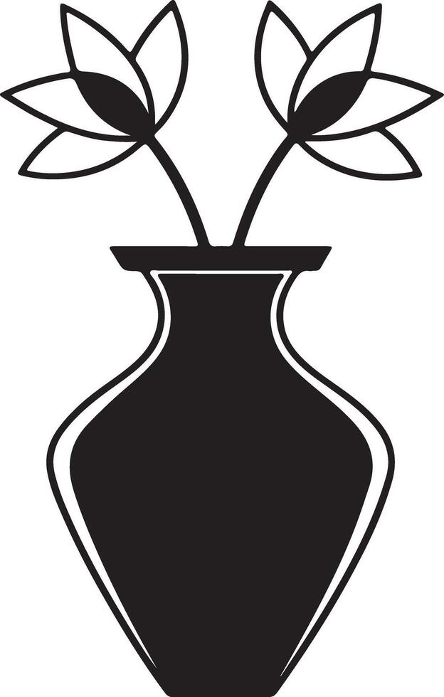 Flower Vase Coloring Sheet with Silhouette vector