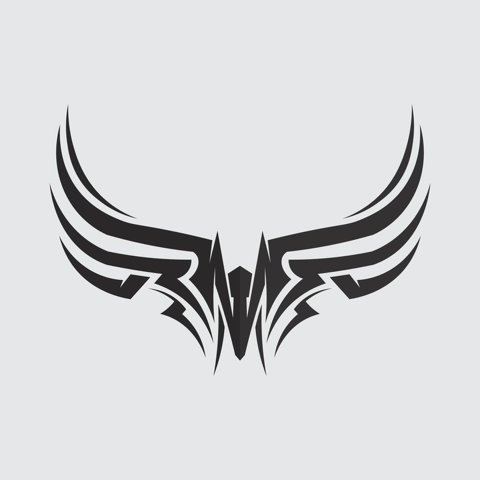 black tribal logo design icon and sign tribal wings and vintage vector