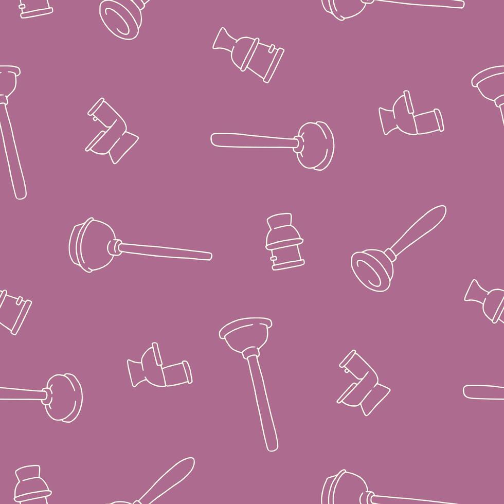 Outline Plunger Toilet Cleaning Seamless Pattern illustration Design vector