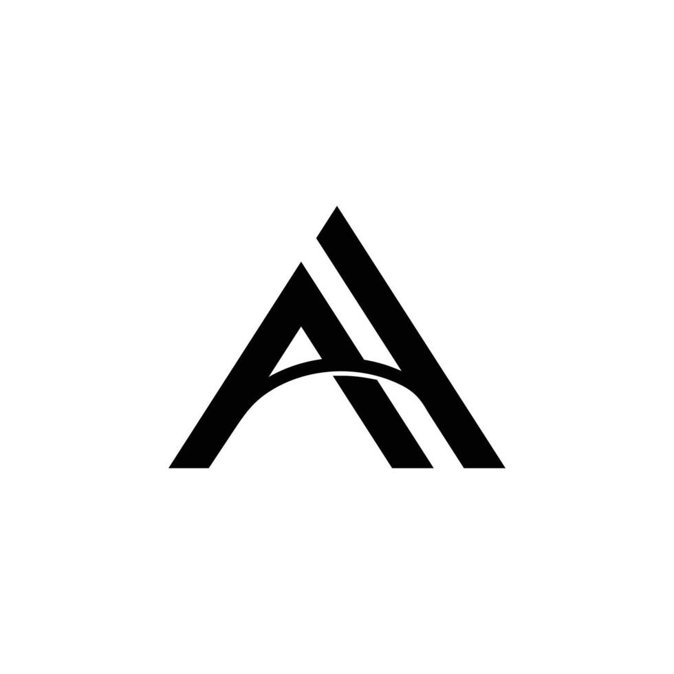AH letter logo with curved line in the middle vector