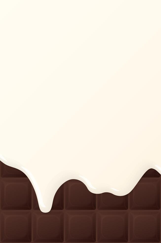 Fresh milk dropping on milk chocolate bar vertical background graphic illustration. vector