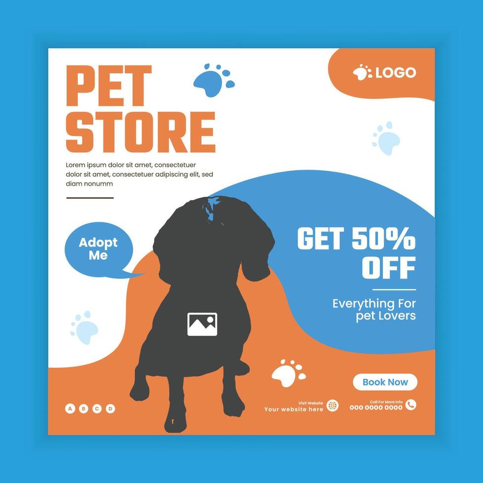 Pet Store Social Media Templates for Adoption and Care Campaigns vector