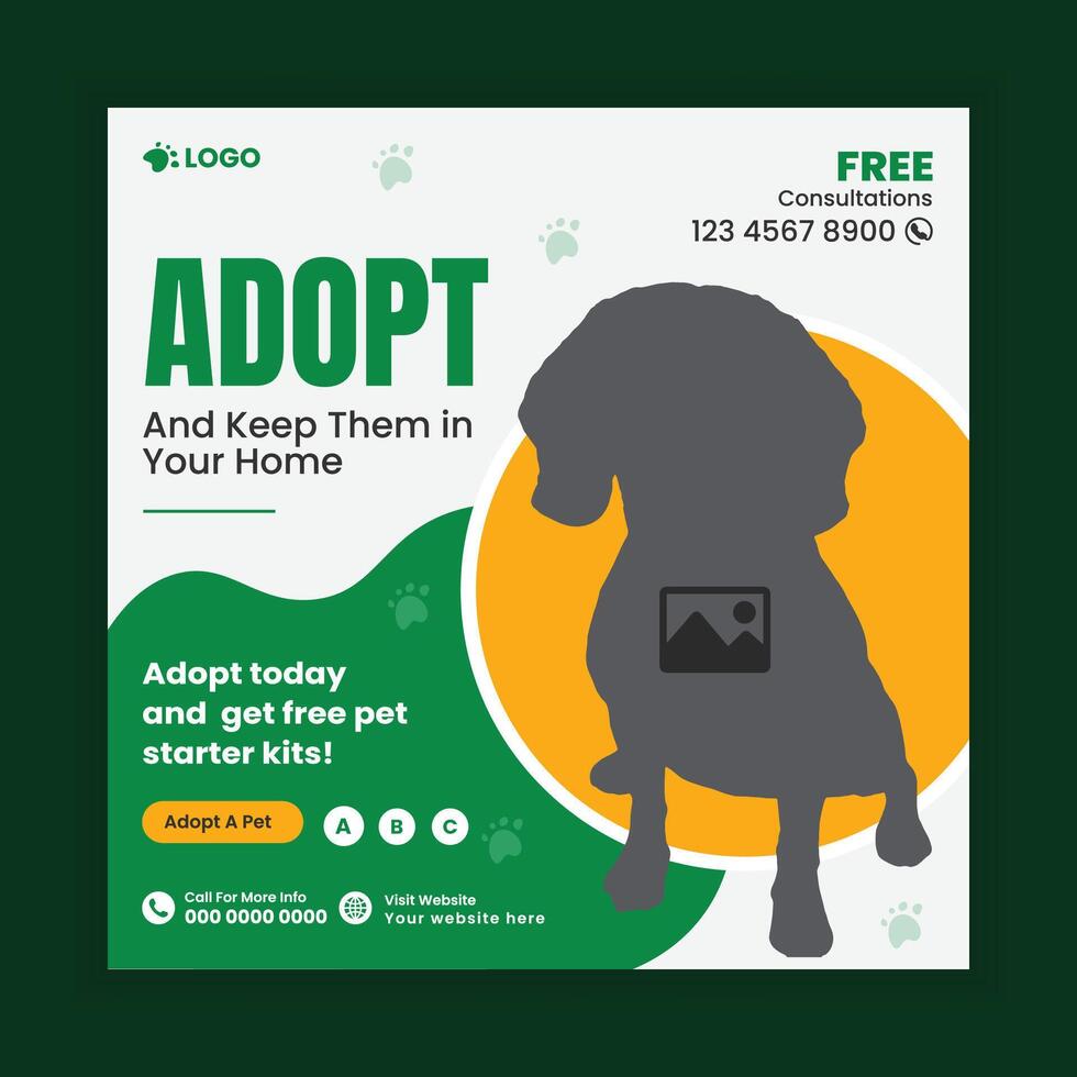 Pet adopt and Veterinary Service Web and Social Media Banner Template vector