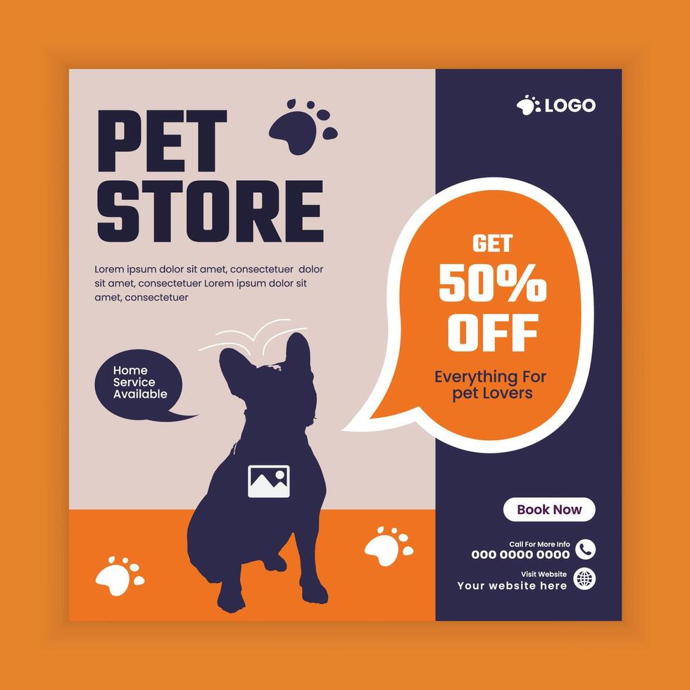 Pet Food and Veterinary Service Web and Social Media Banner Template vector