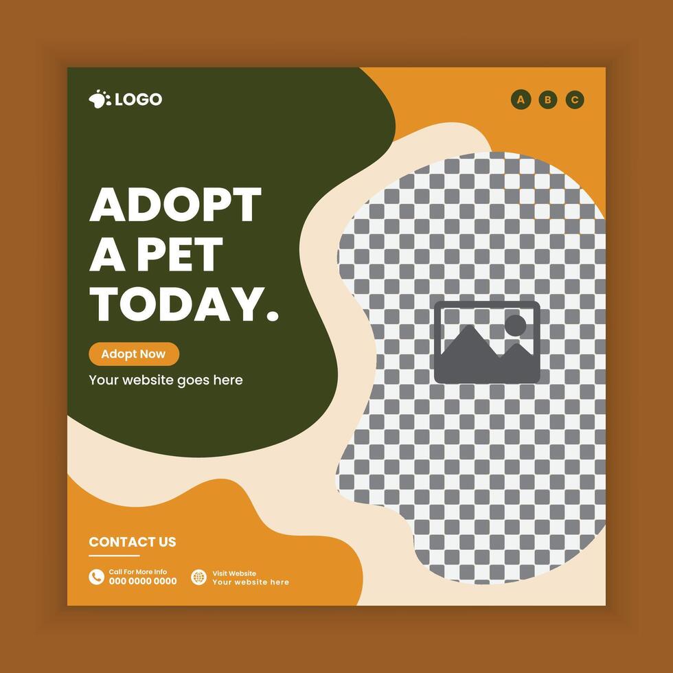 Pet Adoption, Food, and Healthcare Service Social Media Post Design or Pet Business Web banner and online Post Square Banner Template vector