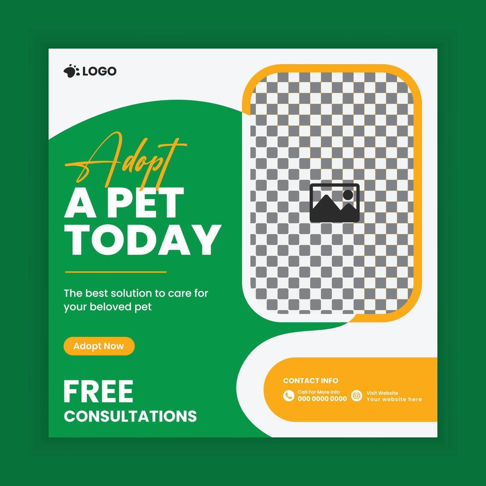 Pet Adoption and Healthcare Marketing Post and Banner Templates vector