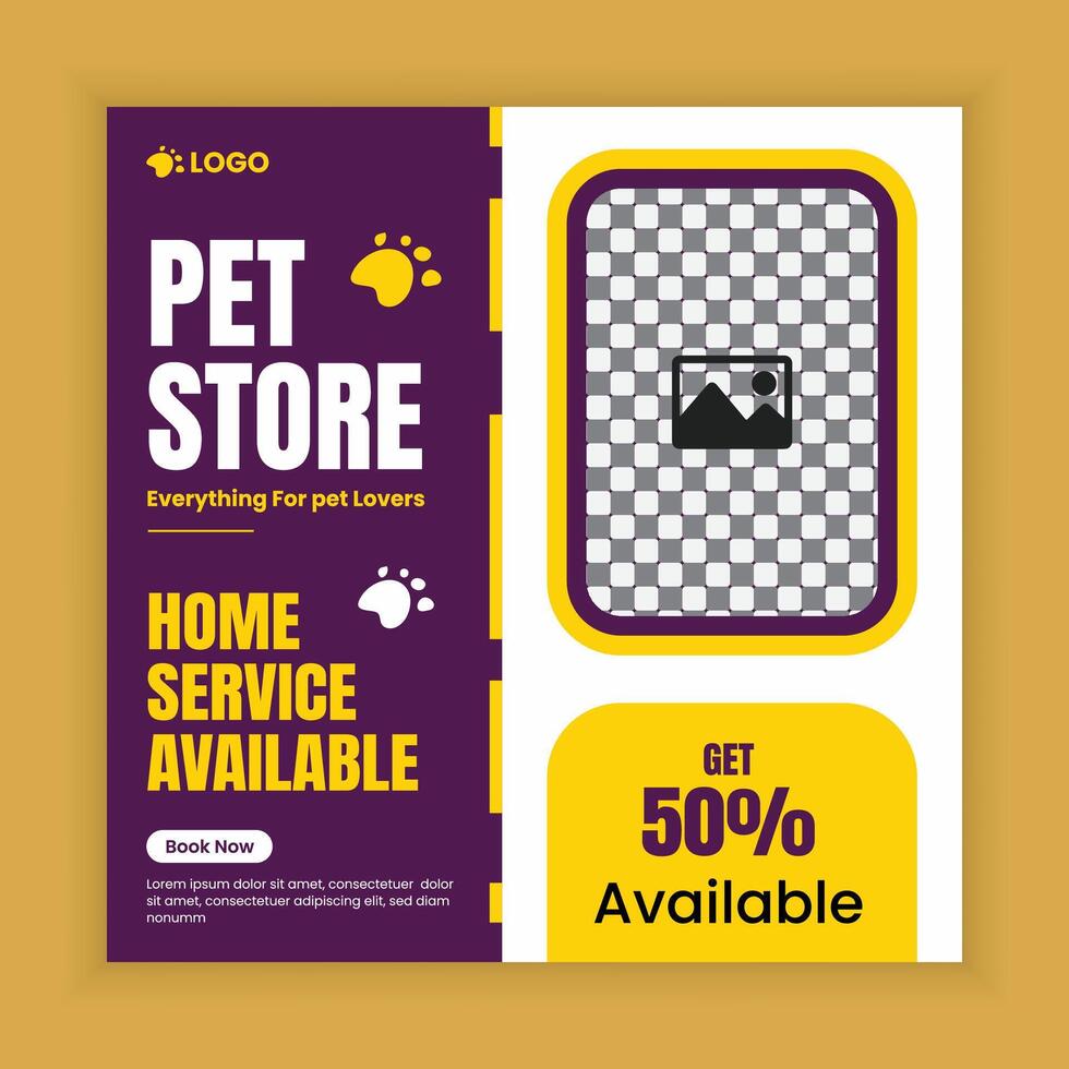 Modern Pet Care Business Social Media Post Design and Web Banner Template vector