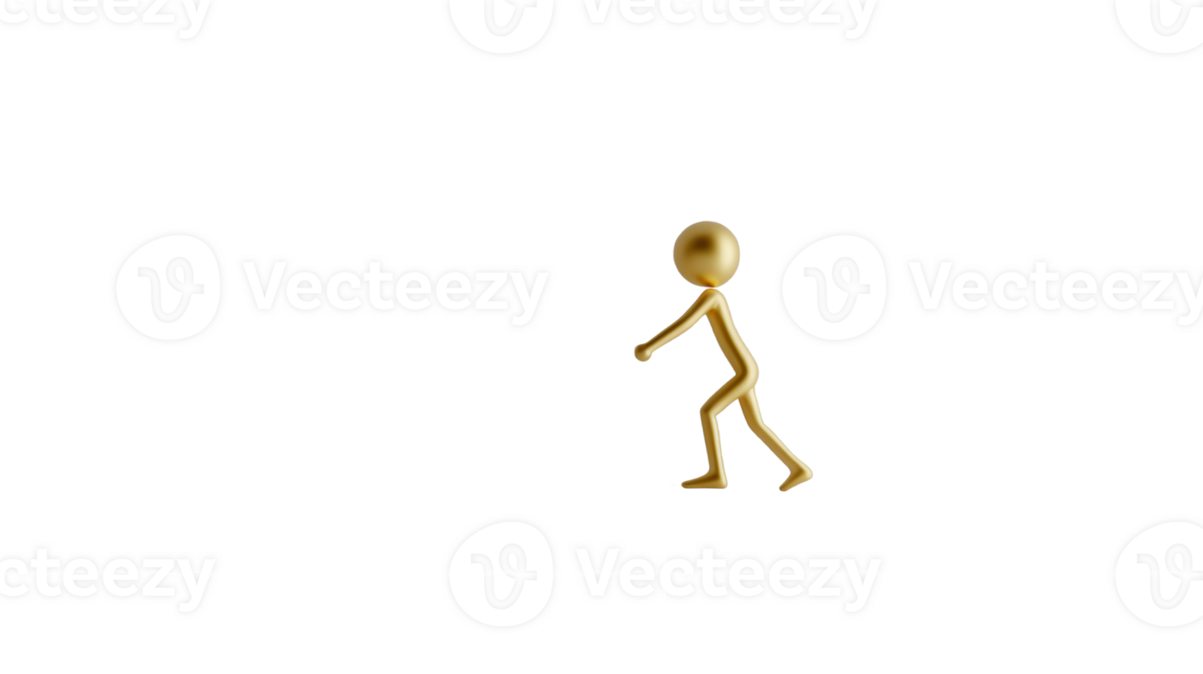 Golden Figure Walking Against Black Background png