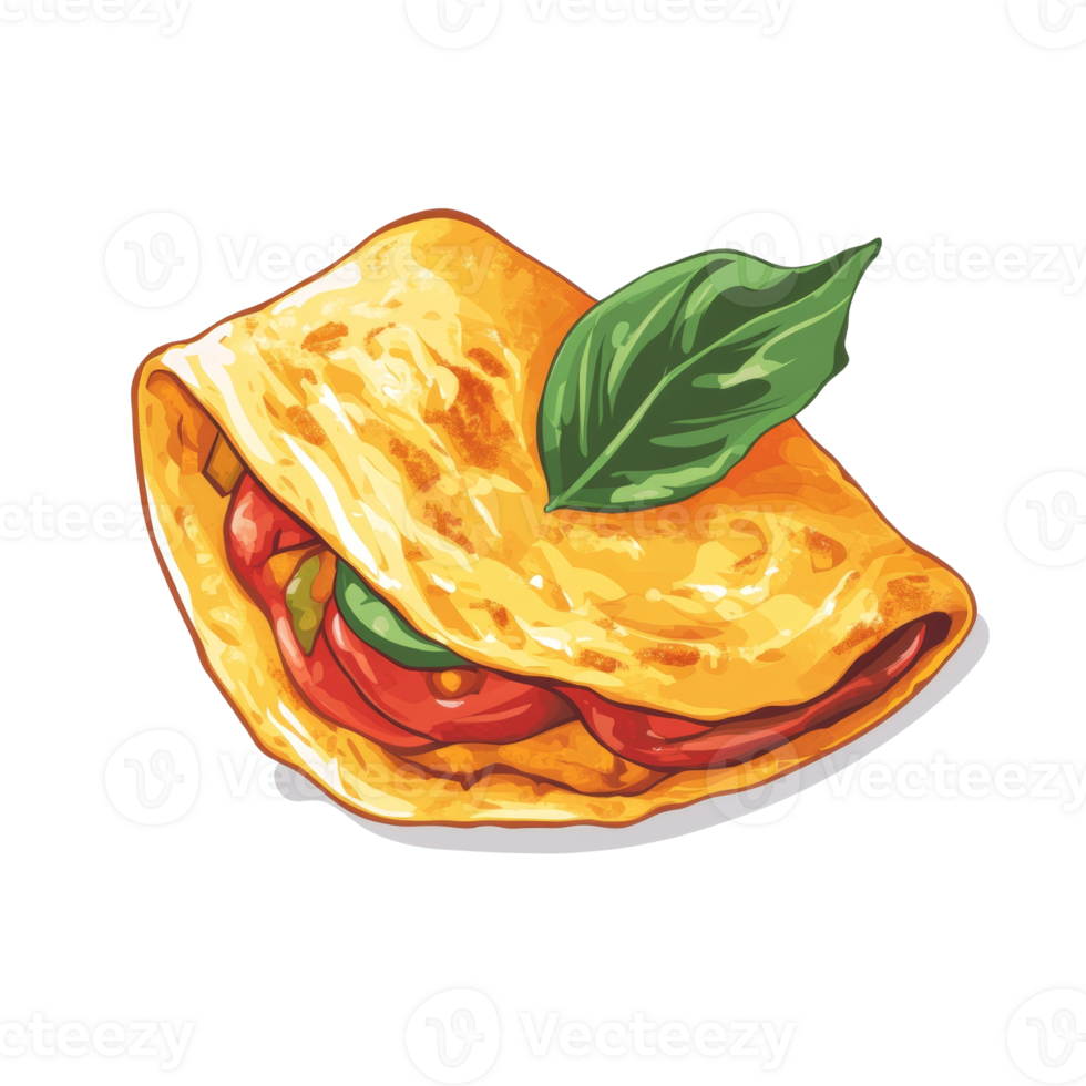 Delicious Omelette Filled with Tomatoes and Basil png