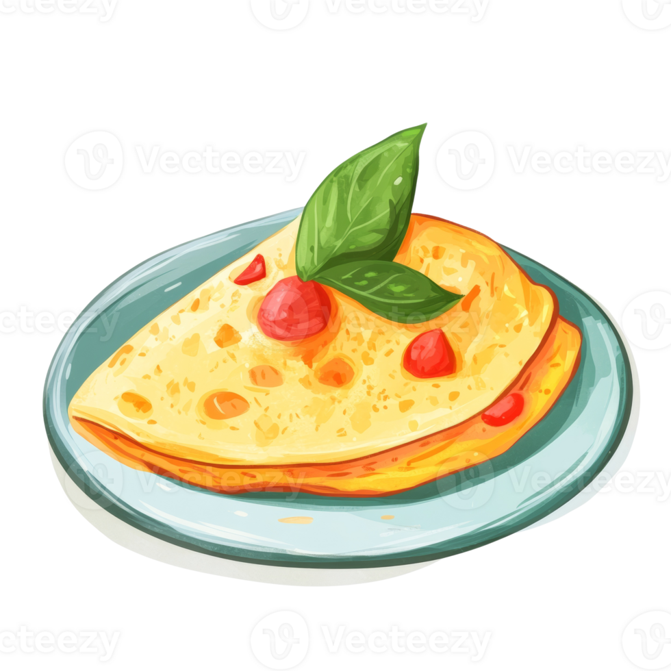 Delicious Crepe with Tomatoes and Basil Garnish png