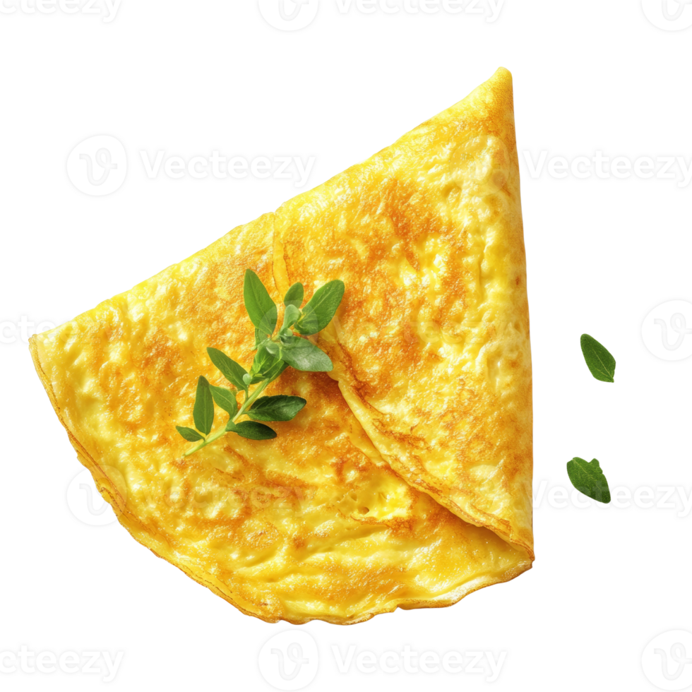 Golden Omelette with Fresh Herbs Garnish png