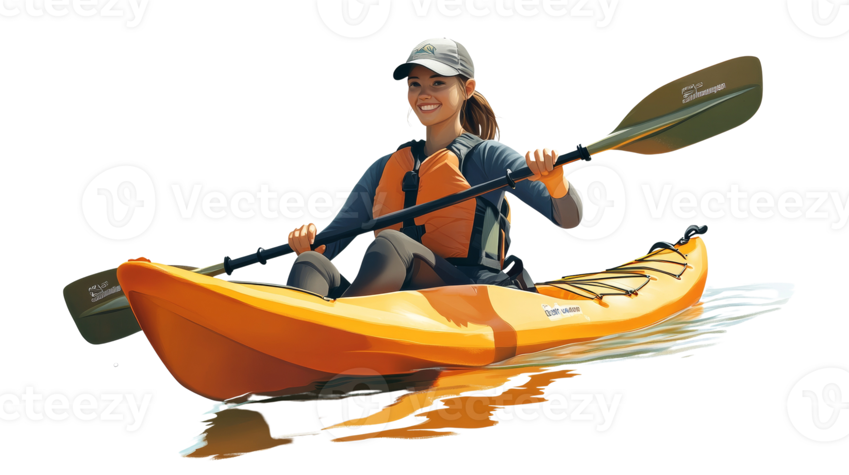 Happy Woman Kayaking on a Sunny Day png