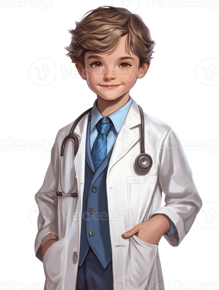 Young Boy Doctor Dressed In White Coat png