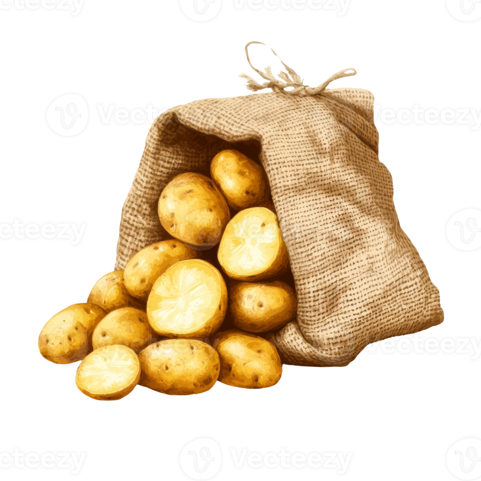 Potatoes spilling from a burlap sack png