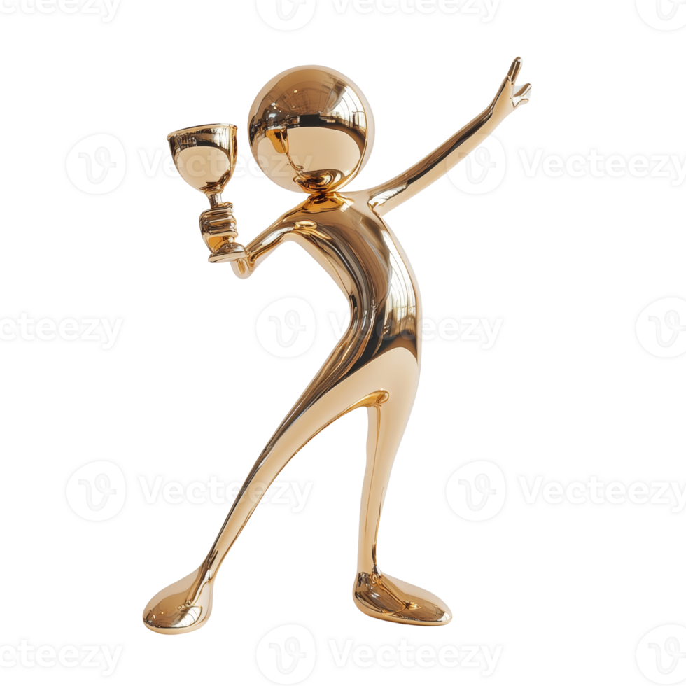 Golden Figurine Celebrates Victory Holding A Trophy png