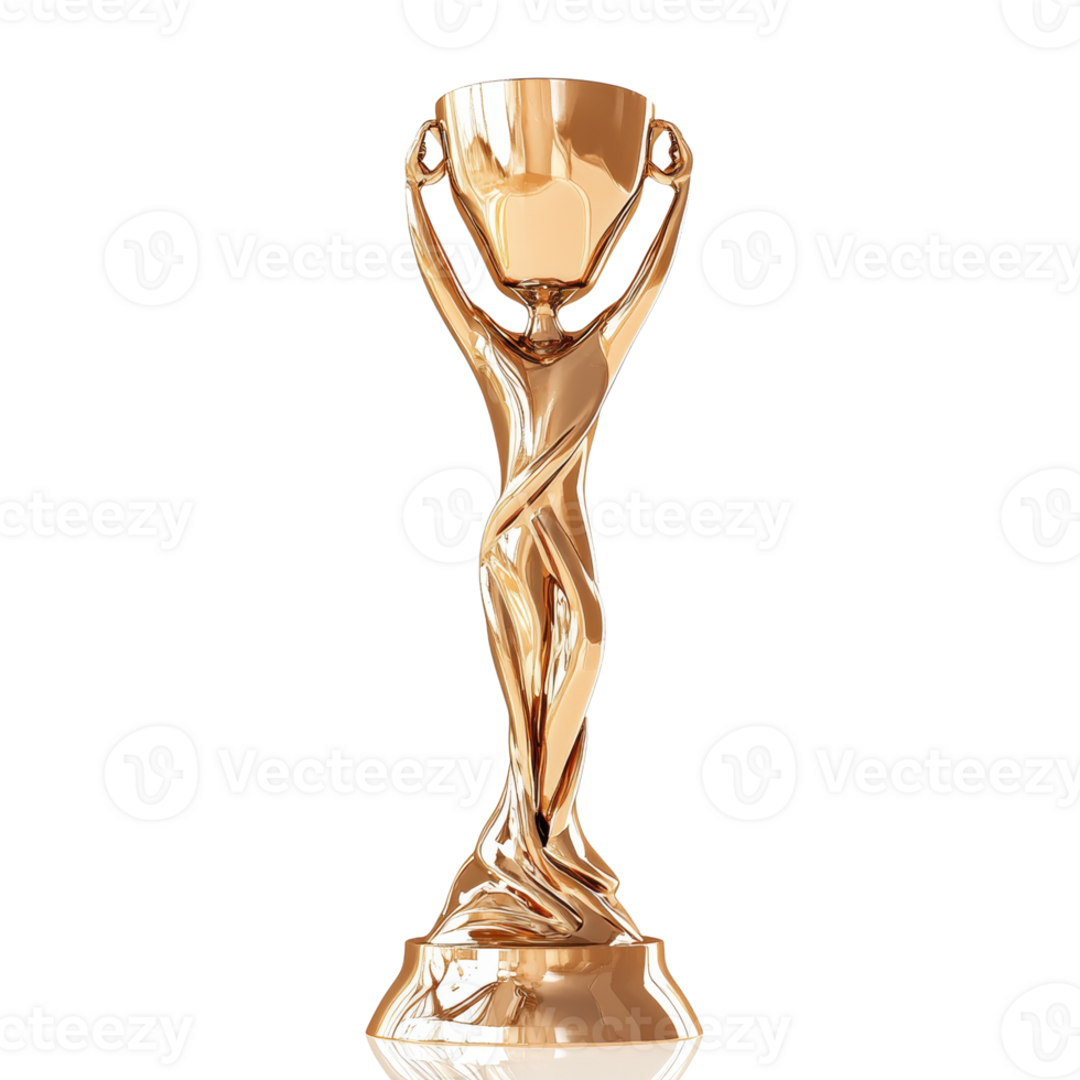 Golden Trophy Sculpture Woman Holding Cup png