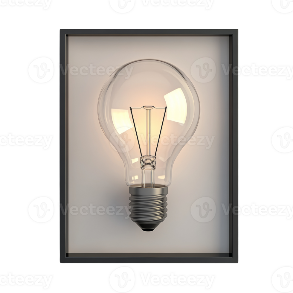 Illuminated Lightbulb Framed Against A Simple Background png