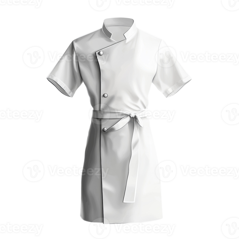 White Short Sleeve Chef Jacket with Belt png